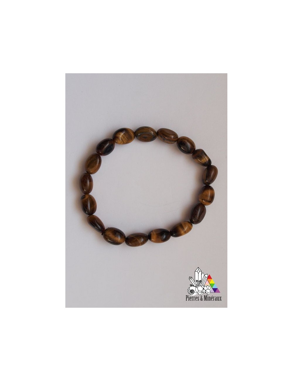 Bracelet En Pierre Oeil De Tigre Sur élastique - Bangle - Occasion Comme Neuf