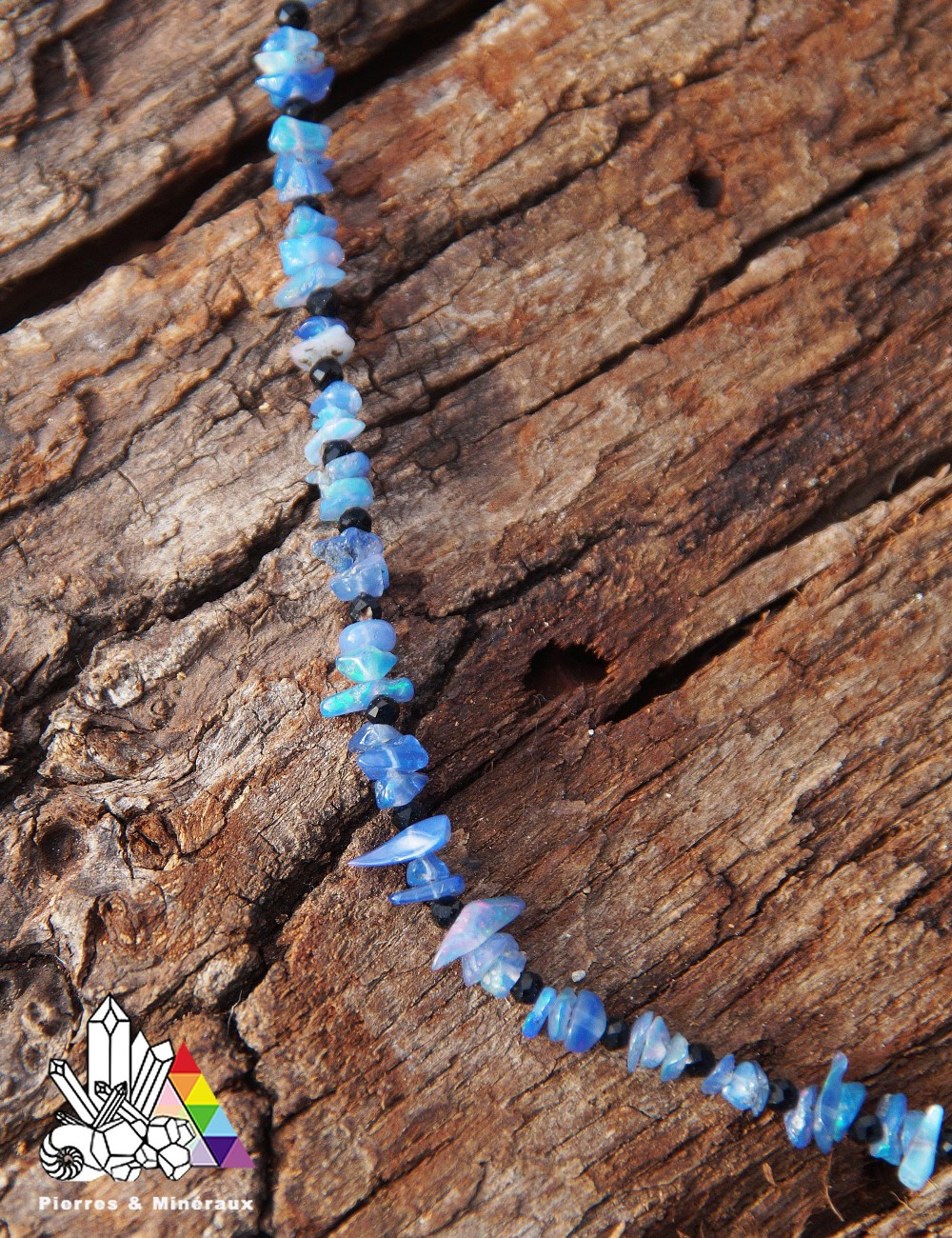 Pendentif Opale D'Éthiopie - Pierre Plate Sur Collier, Bijou Chakra Neuf
