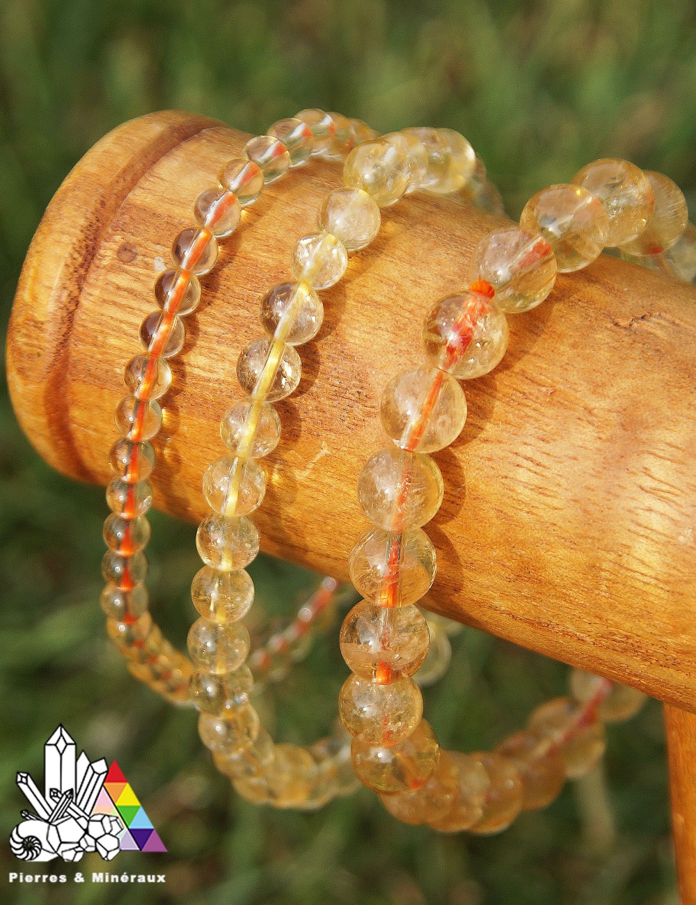Bracelet Citrine Naturelle 8 Mm - Pierre D'Énergie Positive - Ajustable Homme Femme - Cadeau Bijou Zen & Bien-être