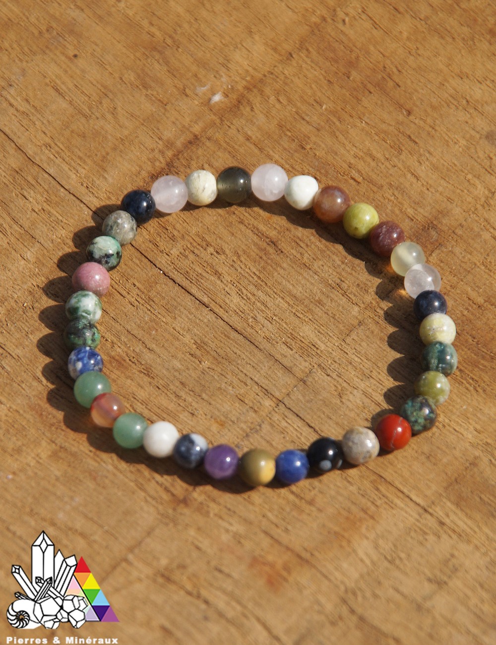 Bracelet Perles Jaspe Impérial Et Agate Mate 6mm - Fait Main, Taille Sur Mesure - Multicolore