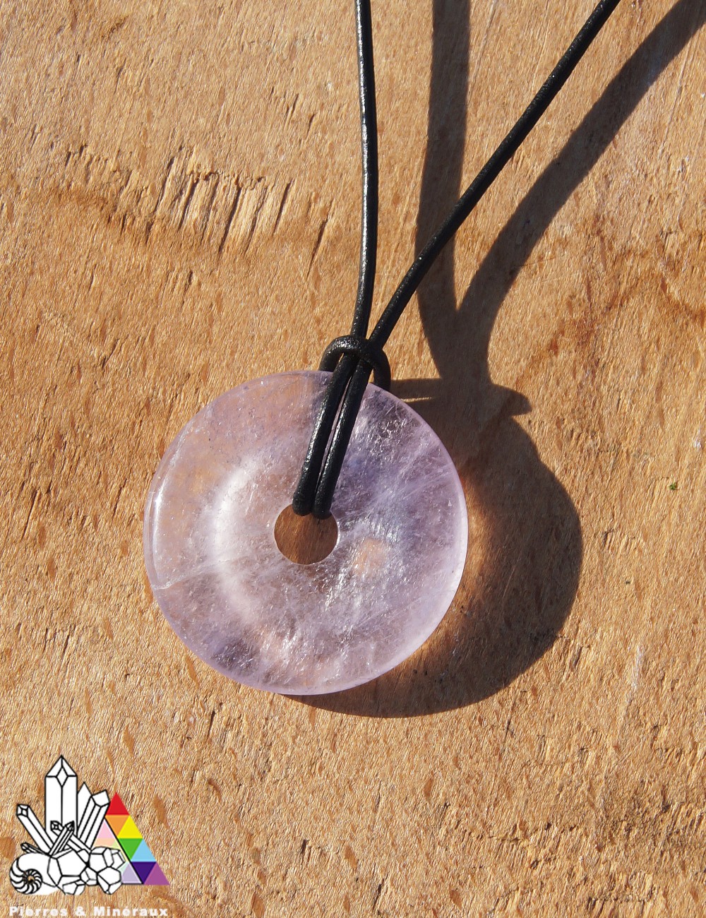 Donut (Pi) Chinois En Améthyste 30mm Avec Cordon - Collier Lithothérapie - Marque Coco Papaya