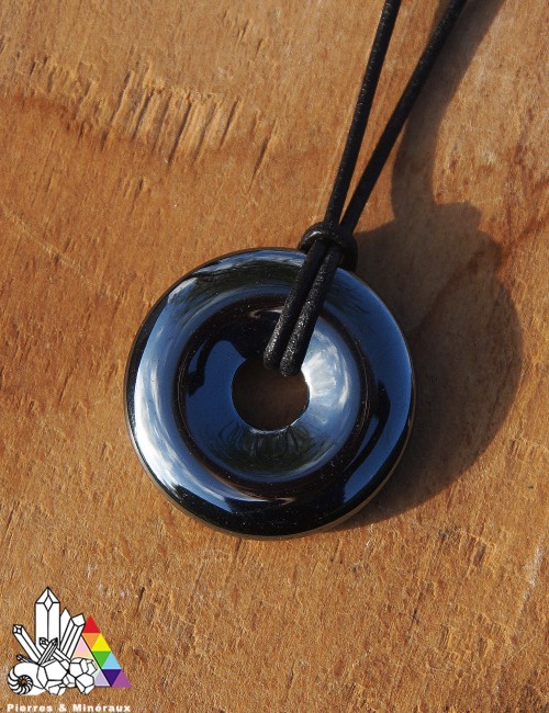 Pi Chinois En Hématite Noire Pour Pendentif - Diamètre 4 Cm - Pierre Naturelle - Naturosphère