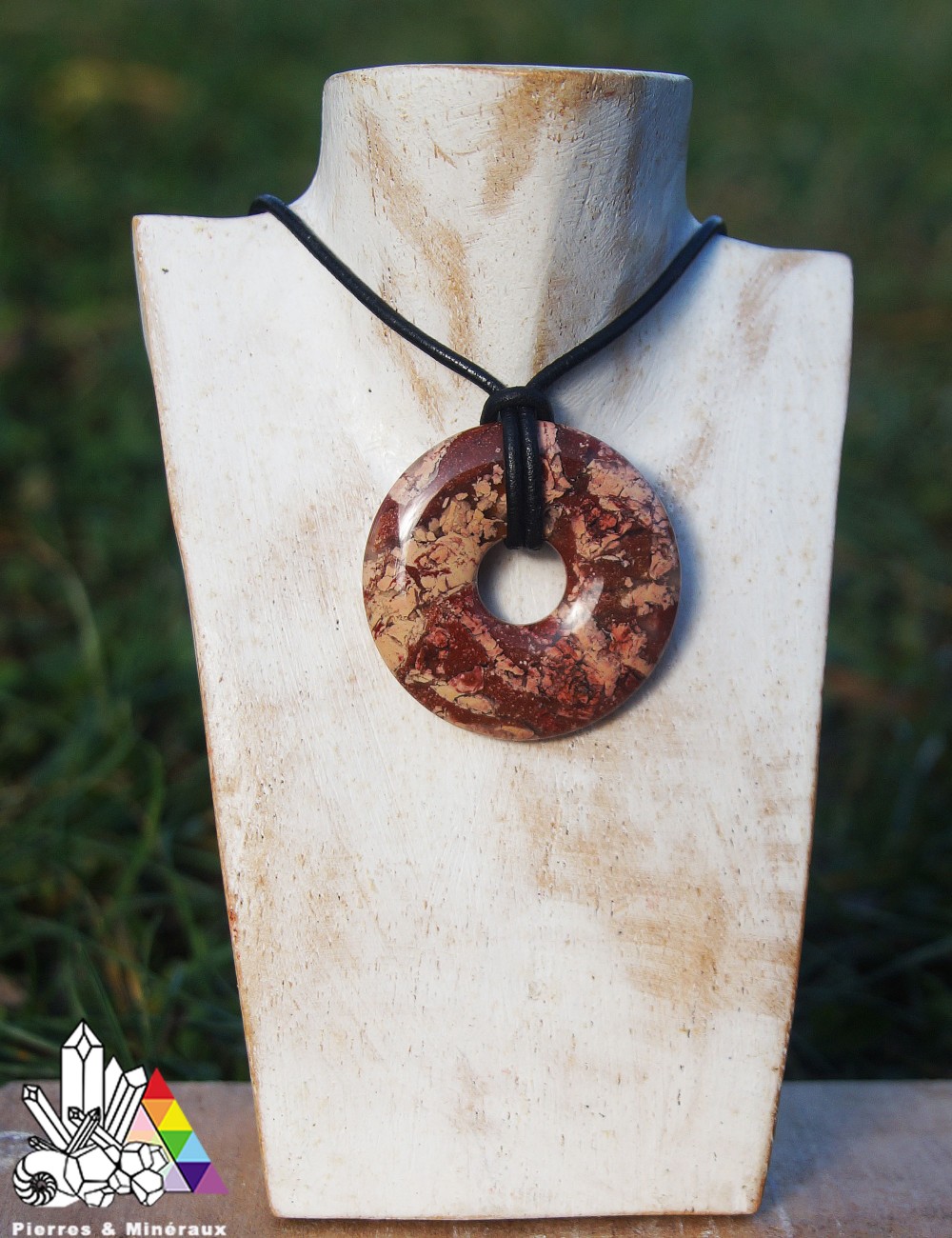 Pendentif Donut En Pyrite 40x5mm - Pierre Naturelle Pour Lithothérapie - Linaewenn Creation Bijoux - Neuf