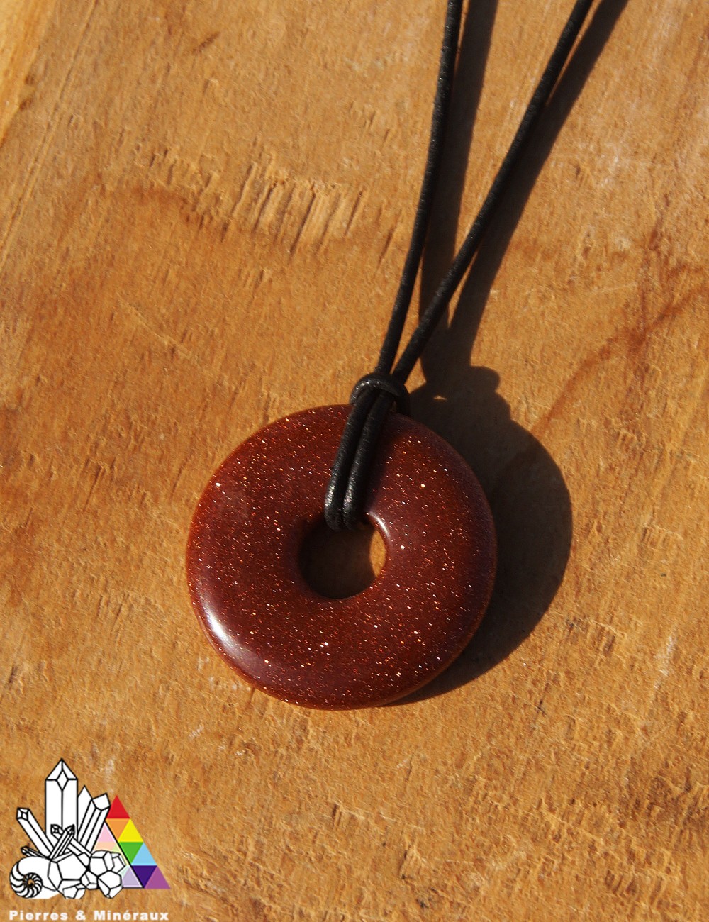 Donut (Pi) Chinois En Oolithe - Pendentif Pierre Naturelle - Diamètre 3 Cm - Neuf Avec Étiquettes Naturosphère